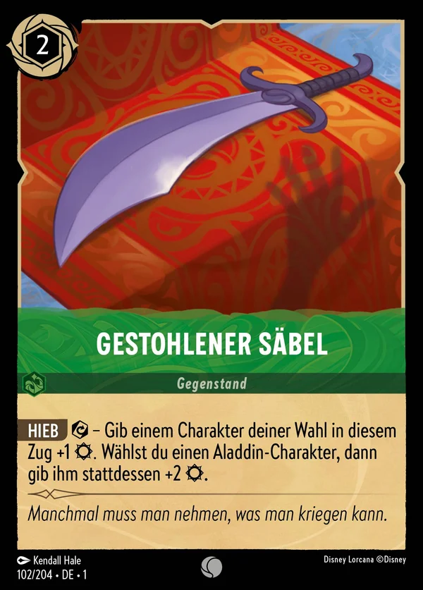 Gestohlener Säbel — Disney Lorcana Gegenstand card from The First Chapter
