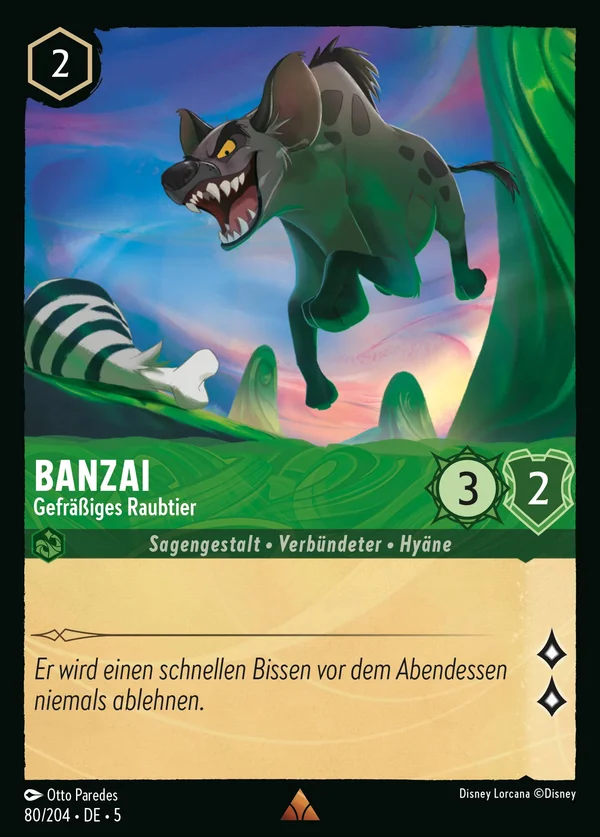 Banzai - Gefräßiges Raubtier — Disney Lorcana Charakter card from Shimmering Skies