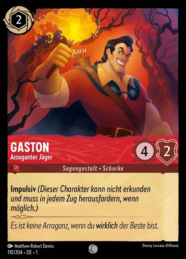 Gaston - Arroganter Jäger — Disney Lorcana Charakter card from The First Chapter