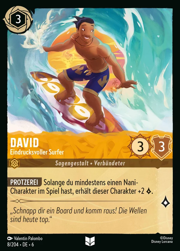 David - Eindrucksvoller Surfer — Disney Lorcana Charakter card from Azurite Sea