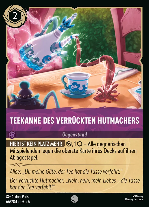 Teekanne des verrückten Hutmachers — Disney Lorcana Gegenstand card from Azurite Sea