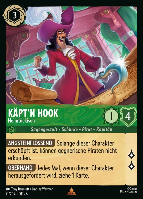 Käpt'n Hook - Heimtückisch — Disney Lorcana Charakter card from Azurite Sea