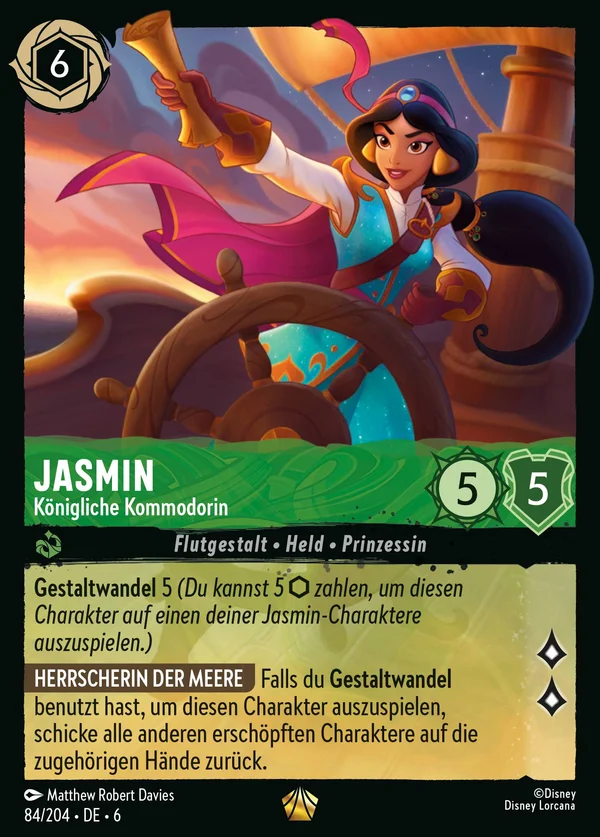 Jasmin - Königliche Kommodorin — Disney Lorcana Charakter card from Azurite Sea