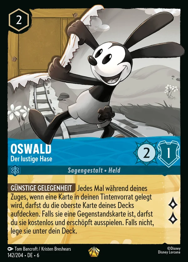 Oswald - Der lustige Hase — Disney Lorcana Charakter card from Azurite Sea