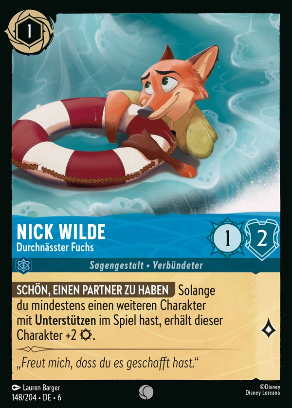Nick Wilde - Durchnässter Fuchs — Disney Lorcana Charakter card from Azurite Sea