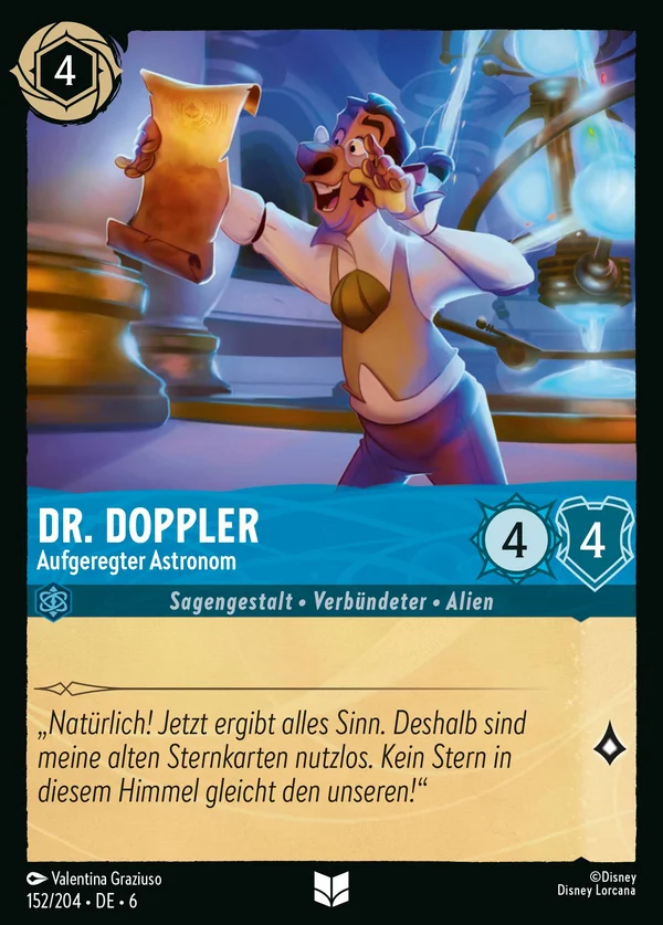Dr. Doppler - Aufgeregter Astronom — Disney Lorcana Charakter card from Azurite Sea