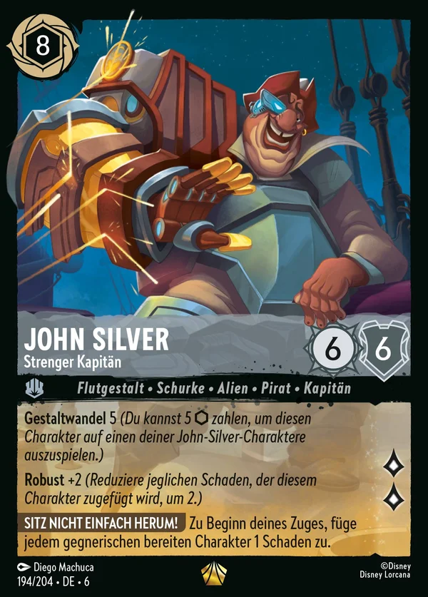 John Silver - Strenger Kapitän — Disney Lorcana Charakter card from Azurite Sea