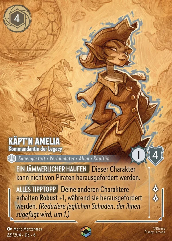 Käpt'n Amelia - Kommandantin der Legacy — Disney Lorcana Charakter card from Azurite Sea
