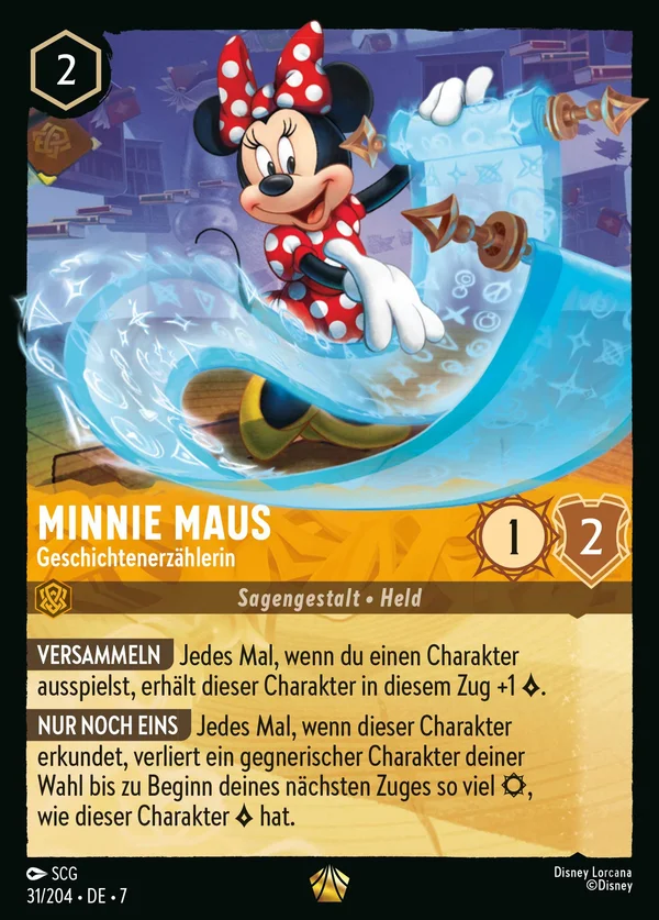 Minnie Maus - Geschichtenerzählerin — Disney Lorcana Charakter card from Archazia's Island