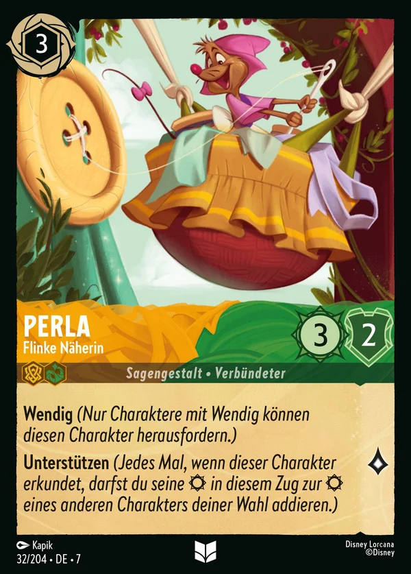 Perla - Flinke Näherin — Disney Lorcana Charakter card from Archazia's Island