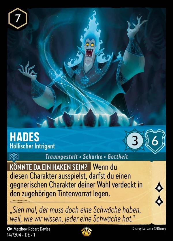 Hades - Höllischer Intrigant — Disney Lorcana Charakter card from The First Chapter