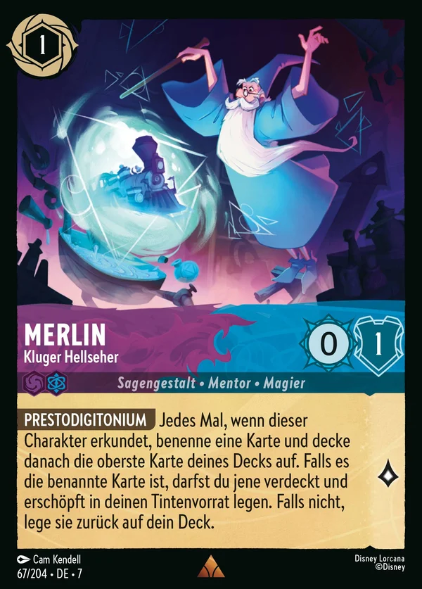 Merlin - Kluger Hellseher — Disney Lorcana Charakter card from Archazia's Island