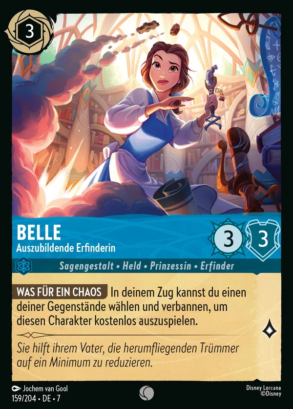 Belle - Auszubildende Erfinderin — Disney Lorcana Charakter card from Archazia's Island