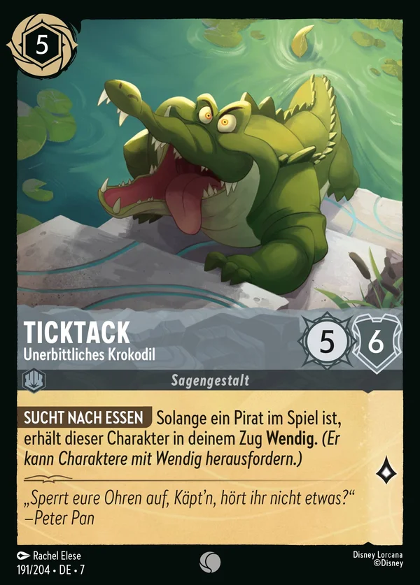 Ticktack - Unerbittliches Krokodil — Disney Lorcana Charakter card from Archazia's Island