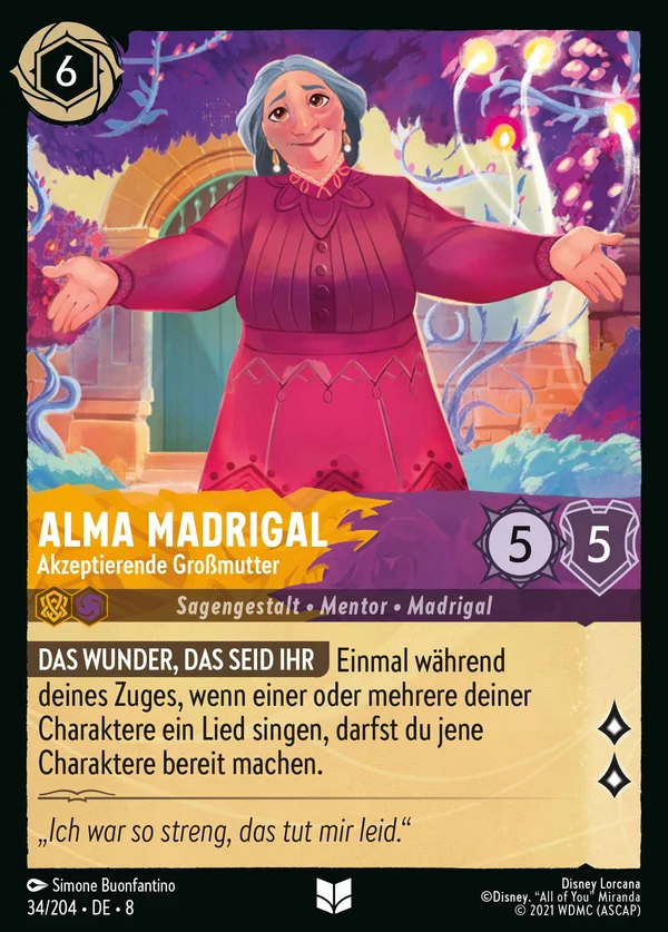 Alma Madrigal - Akzeptierende Großmutter — Disney Lorcana Charakter card from The Reign of Jafar