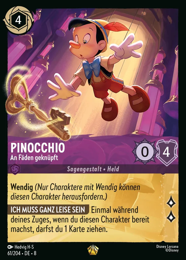 Pinocchio - An Fäden geknüpft — Disney Lorcana Charakter card from The Reign of Jafar