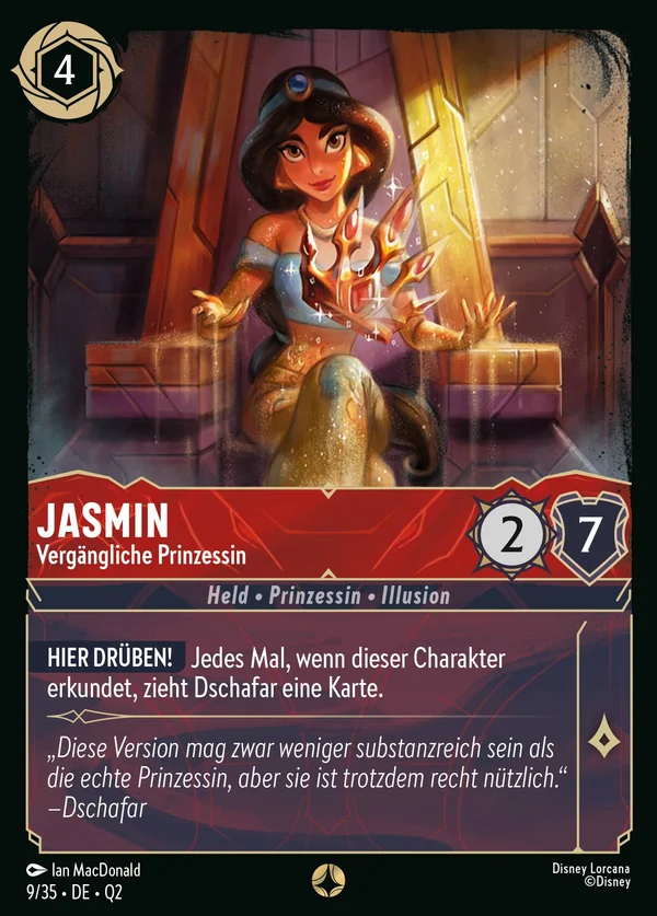 Jasmin - Vergängliche Prinzessin — Disney Lorcana Charakter card from Illumineer's Quest: Palace Heist