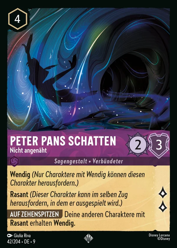 Peter Pans Schatten - Nicht angenäht — Disney Lorcana Charakter card from Fabled