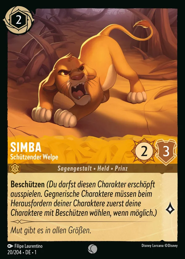Simba - Schützender Welpe — Disney Lorcana Charakter card from The First Chapter