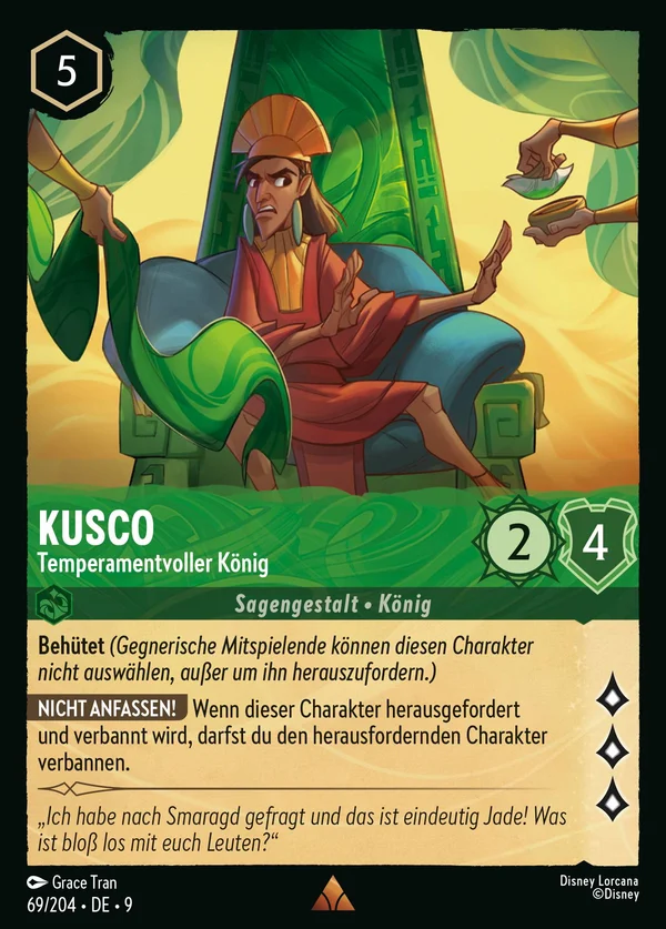 Kusco - Temperamentvoller König — Disney Lorcana Charakter card from Fabled