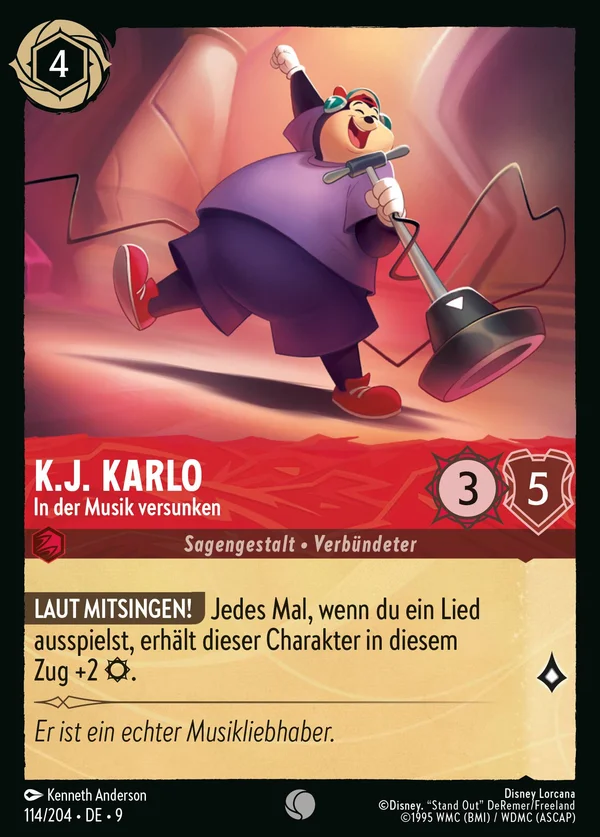 K.J. Karlo - In der Musik versunken — Disney Lorcana Charakter card from Fabled