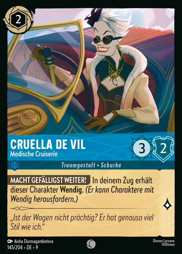 Cruella De Vil - Modische Cruiserin — Disney Lorcana Charakter card from Fabled