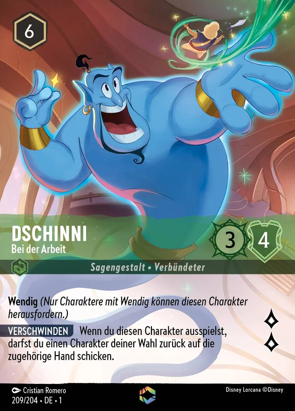 Dschinni - Bei der Arbeit — Disney Lorcana Charakter card from The First Chapter