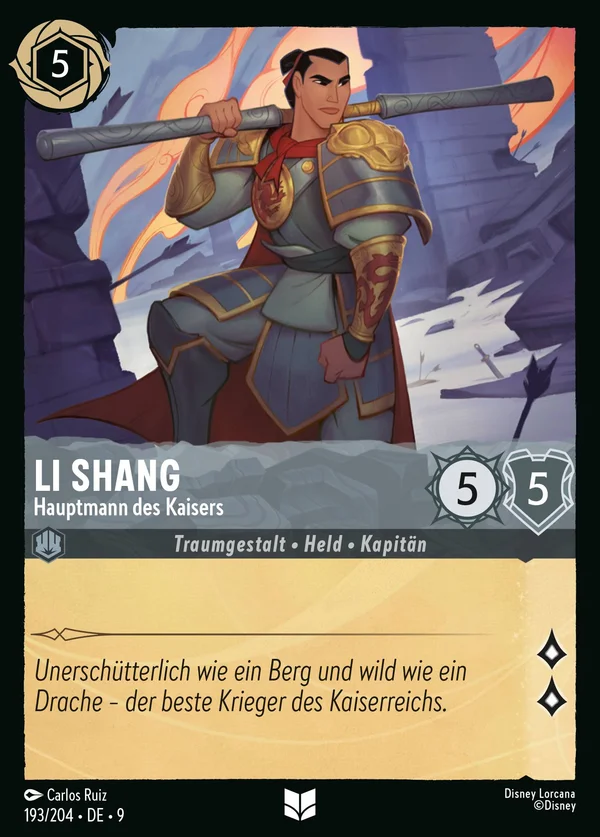 Li Shang - Hauptmann des Kaisers — Disney Lorcana Charakter card from Fabled