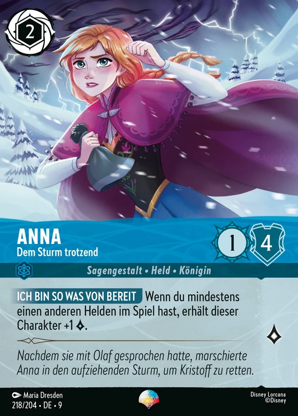 Anna - Dem Sturm trotzend — Disney Lorcana Charakter card from Fabled