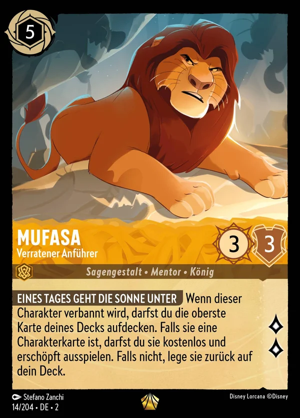 Mufasa - Verratener Anführer — Disney Lorcana Charakter card from Rise of the Floodborn