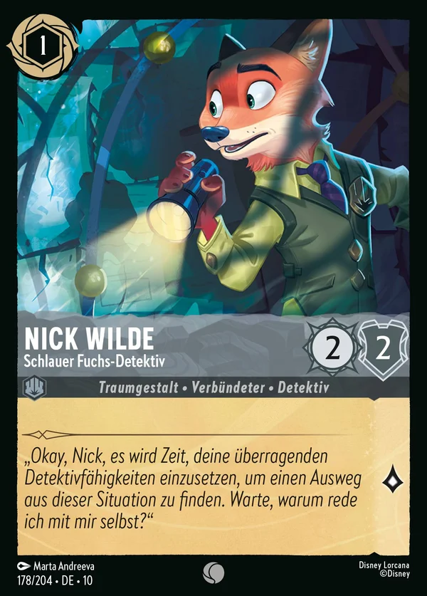 Nick Wilde - Schlauer Fuchs-Detektiv — Disney Lorcana Charakter card from Whispers in the Well