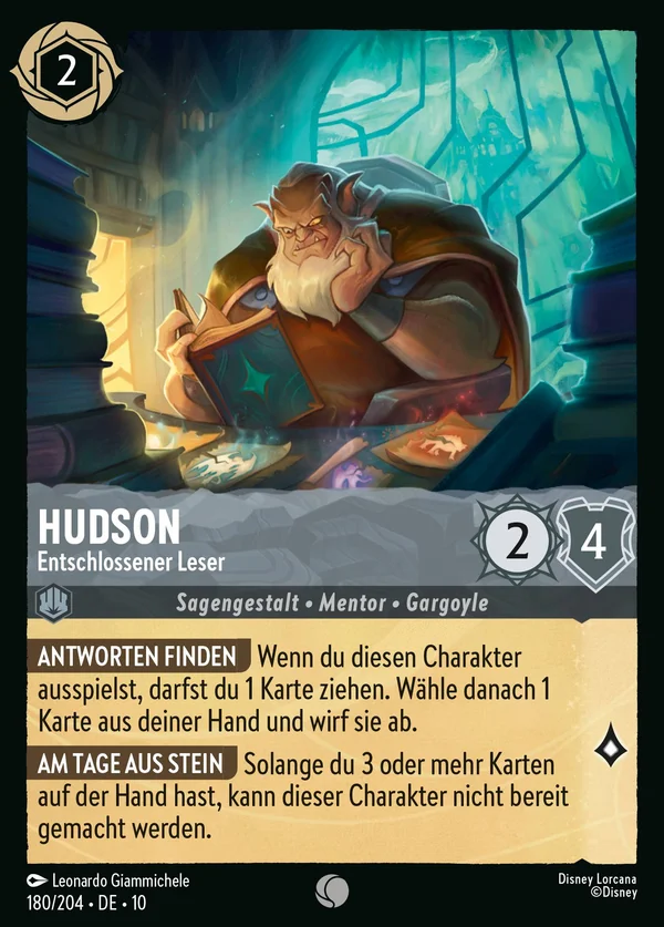 Hudson - Entschlossener Leser — Disney Lorcana Charakter card from Whispers in the Well