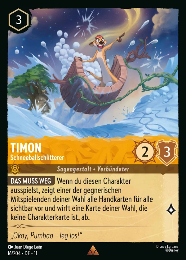 Timon - Schneeballschlitterer — Disney Lorcana Charakter card from Winterspell