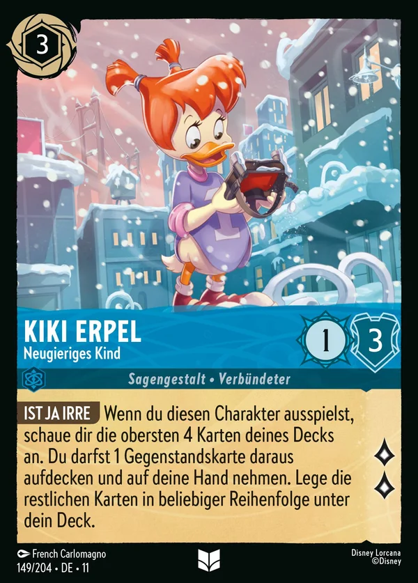 Kiki Erpel - Neugieriges Kind — Disney Lorcana Charakter card from Winterspell