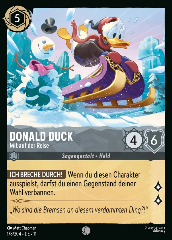 Donald Duck - Mit auf der Reise — Disney Lorcana Charakter card from Winterspell
