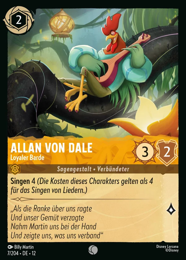 Allan von Dale - Loyaler Barde — Disney Lorcana Charakter card from Wilds Unknown