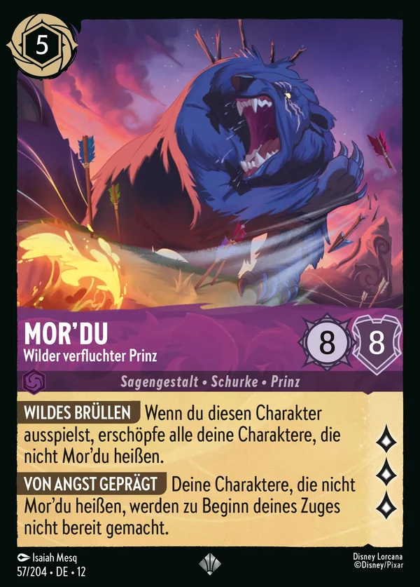 Mor'du - Wilder verfluchter Prinz — Disney Lorcana Charakter card from Wilds Unknown