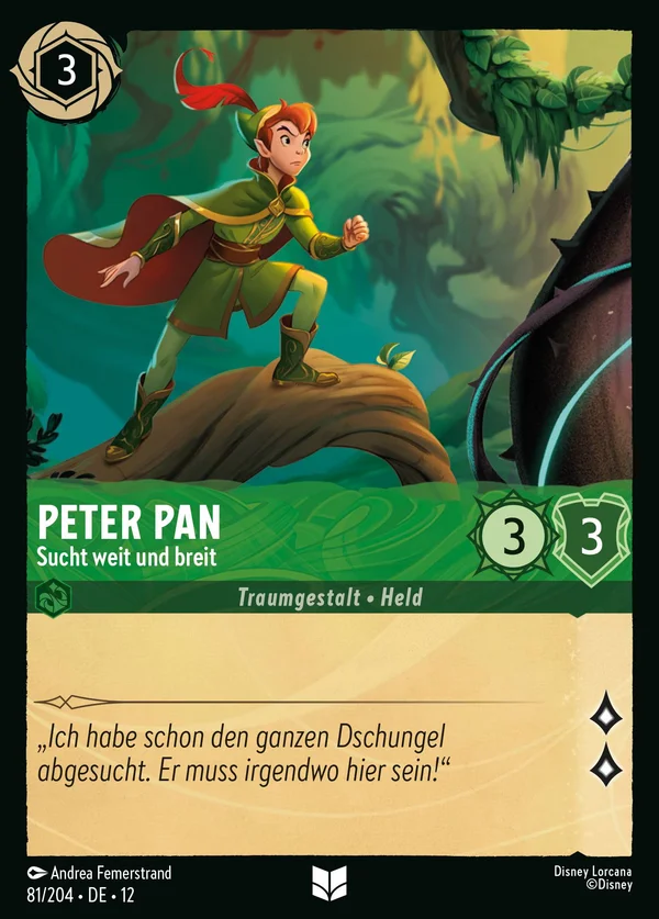 Peter Pan - Sucht weit und breit — Disney Lorcana Charakter card from Wilds Unknown