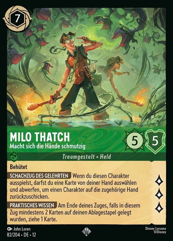 Milo Thatch - Macht sich die Hände schmutzig — Disney Lorcana Charakter card from Wilds Unknown