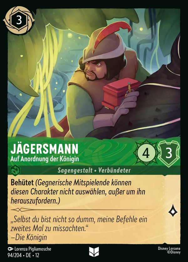 Jägersmann - Auf Anordnung der Königin — Disney Lorcana Charakter card from Wilds Unknown