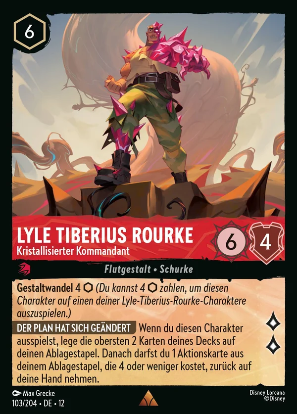 Lyle Tiberius Rourke - Kristallisierter Kommandant — Disney Lorcana Charakter card from Wilds Unknown
