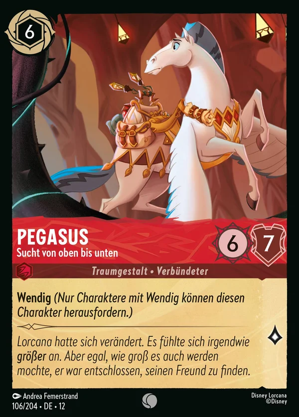Pegasus - Sucht von oben bis unten — Disney Lorcana Charakter card from Wilds Unknown
