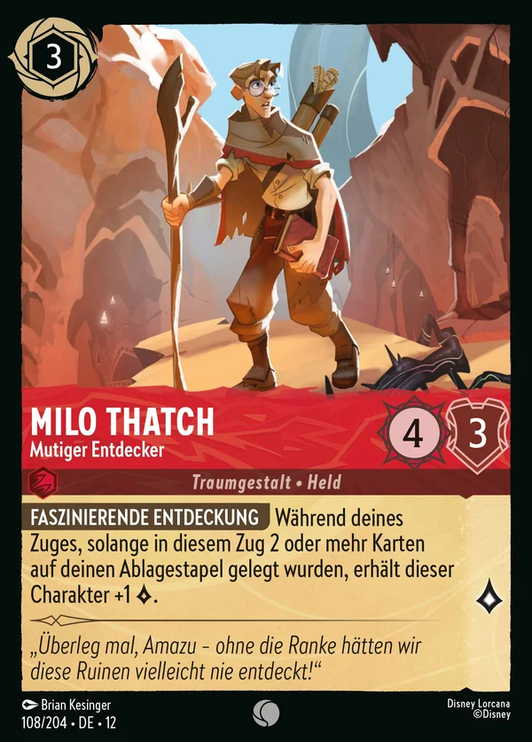 Milo Thatch - Mutiger Entdecker — Disney Lorcana Charakter card from Wilds Unknown