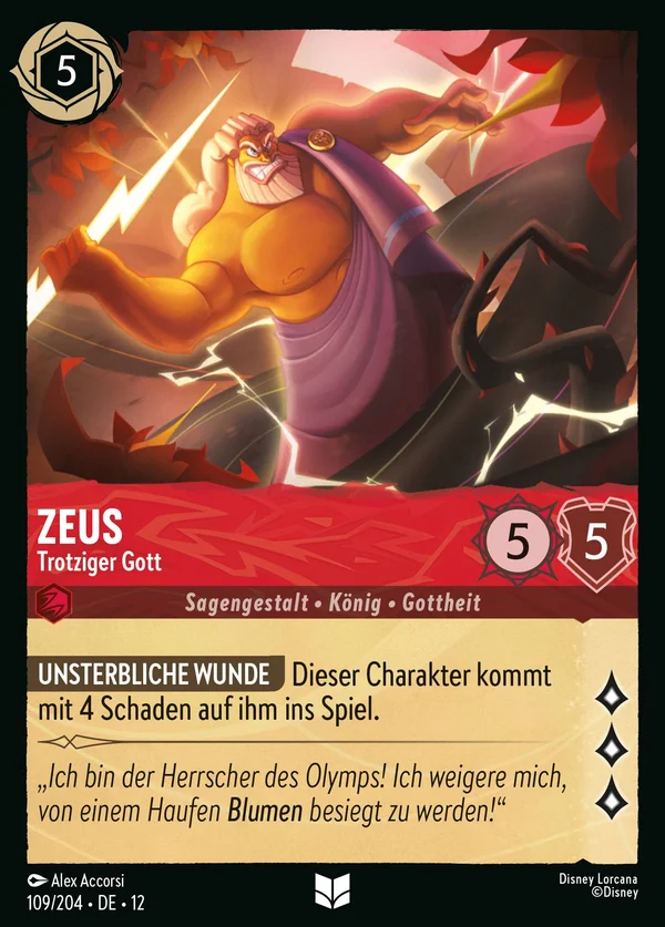 Zeus - Trotziger Gott — Disney Lorcana Charakter card from Wilds Unknown