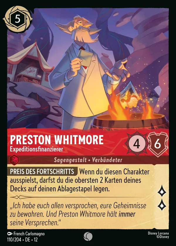 Preston Whitmore - Expeditionsfinanzierer — Disney Lorcana Charakter card from Wilds Unknown