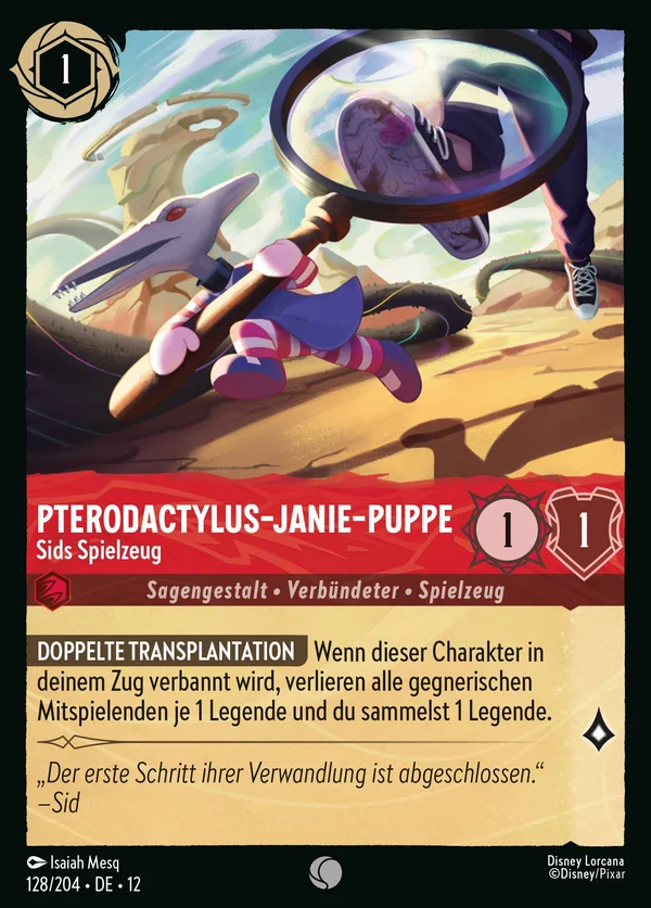Pterodactylus-Janie-Puppe - Sids Spielzeug — Disney Lorcana Charakter card from Wilds Unknown
