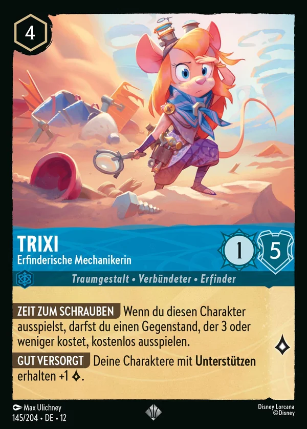 Trixi - Erfinderische Mechanikerin — Disney Lorcana Charakter card from Wilds Unknown
