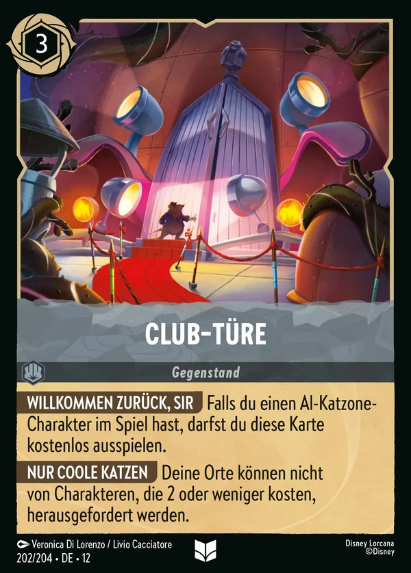 Club-Türe — Disney Lorcana Gegenstand card from Wilds Unknown