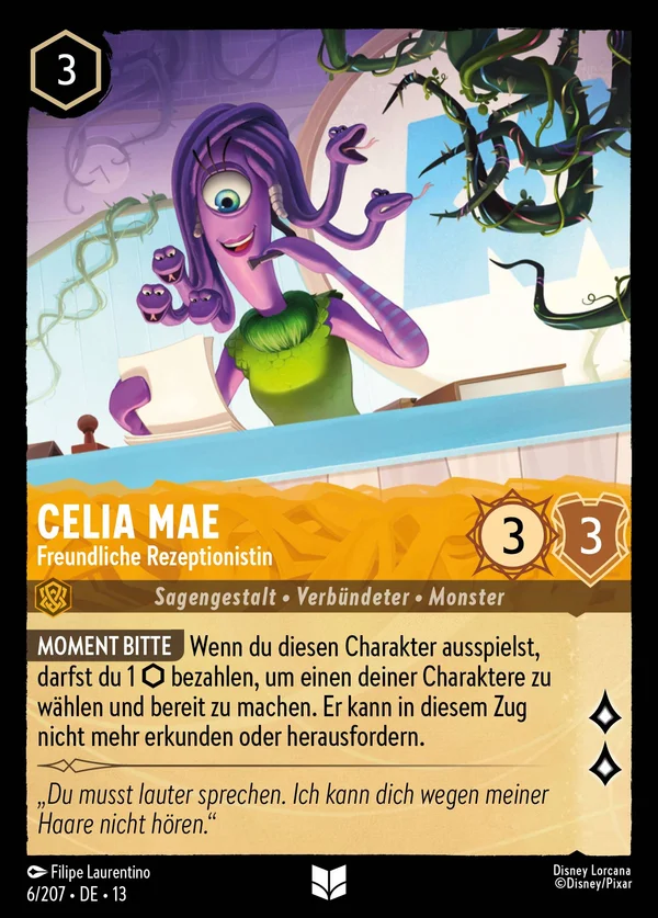 Celia Mae - Freundliche Rezeptionistin — Disney Lorcana Charakter card from Attack of the Vine!