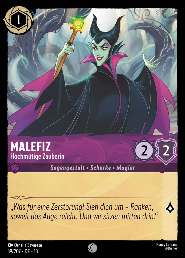 Malefiz - Hochmütige Zauberin — Disney Lorcana Charakter card from Attack of the Vine!